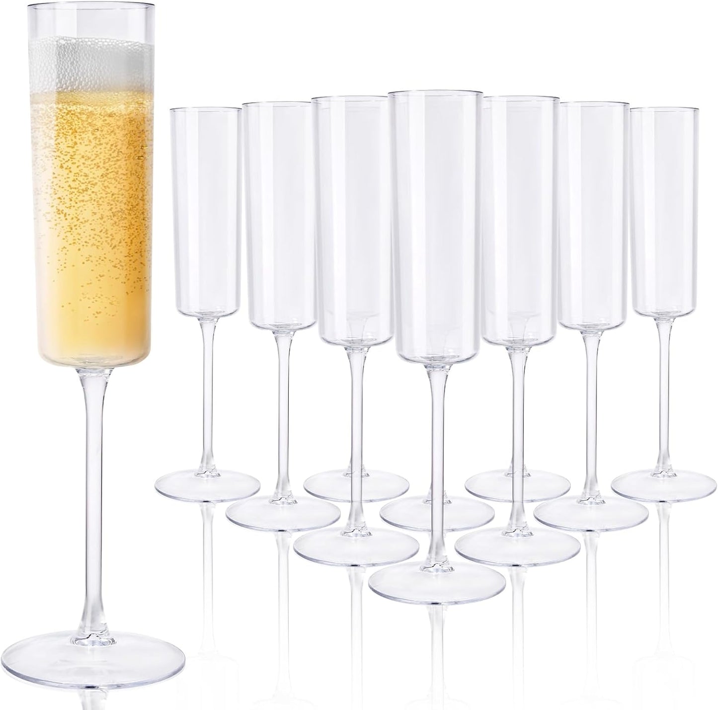 Ciaell 36 Pack Plastic Champagne Flutes - 6 Oz Disposable Champagne Glasses - Square Clear Plastic Toasting Glasses for Party Birthday Anniversary Wedding