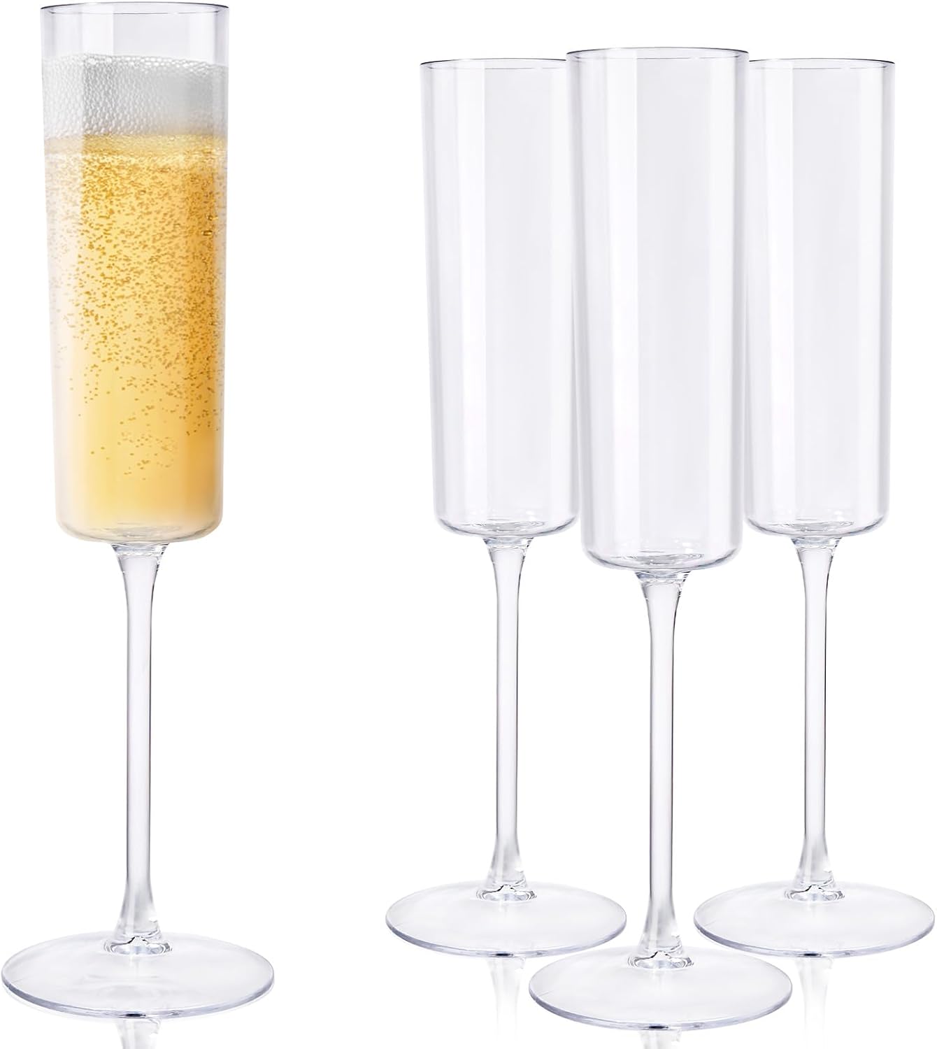 Ciaell 12 Pack Plastic Champagne Flutes - 6 Oz Clear Disposable Champagne Glasses - Square Plastic Toasting Glasses for Party Birthday Anniversary Wedding